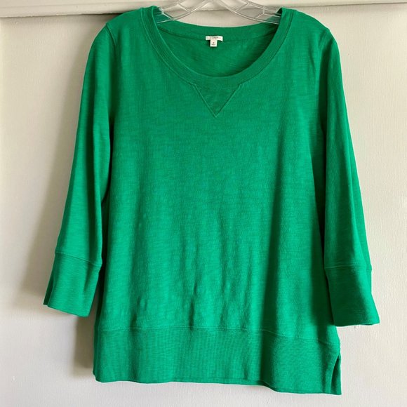 J. Crew Cotton Top 3/4 Long Sleeve Sweatshirt Tee Green Size S - Picture 6 of 9